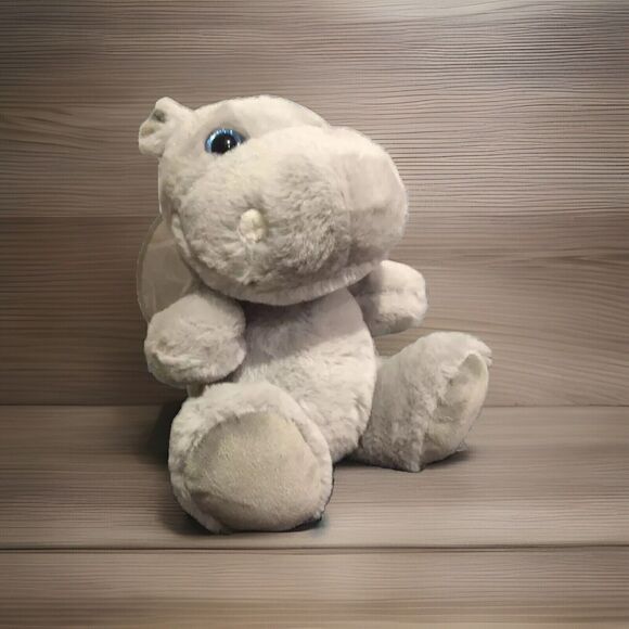 Wondertreats Plush Hippopotamus Stuffed Animal Grey Hippo Blue Eyes Cuddly Soft - Picture 1 of 9